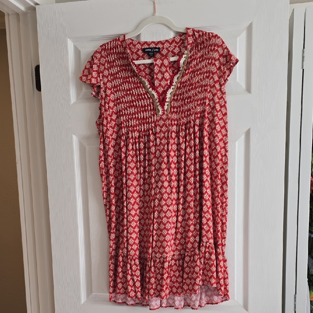 Nautica Red and White Patterned Top